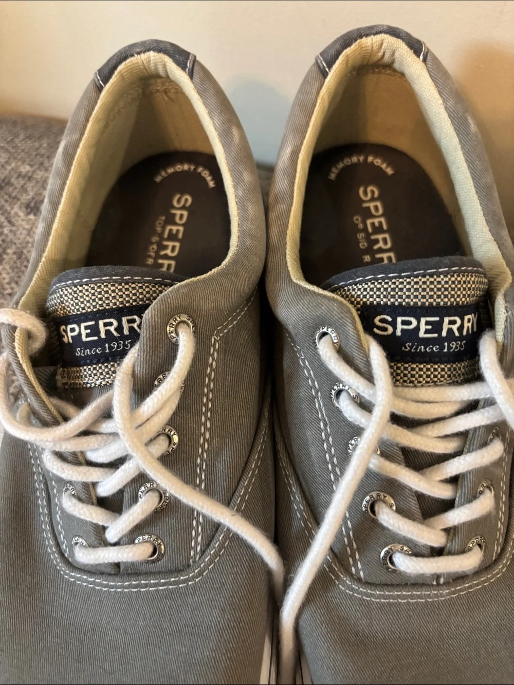 Sperry Top-Sider Men's Halyard CVO Canvas Sneakers Gray Size 11.5 Memory Foam
